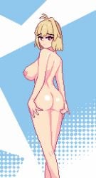 ahoge animated arcueid_brunestud ass big_ass big_breasts blonde_hair blush breasts color erect_nipples female full_body grabbing grabbing_ass groping_ass holding holding_ass huge_ass huge_breasts legs looking_at_viewer melty_blood nipples nude pixel_art raptorbr_ raptorbr_(artist) red_eyes squeezing squeezing_butt thick_thighs tsukihime type-moon vampire vampire_girl wide_hips winking