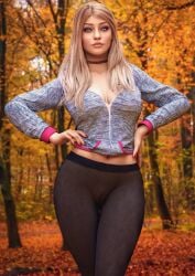 1girls 3d 3d_model 3d_render 3dcg absurd_res absurd_resolution absurdres agent_4_tea_se7en autumn autumn_leaves belly belly_button black_leggings black_legwear black_pants black_yoga_pants blonde_female blonde_hair blonde_hair_female camel_toe cameltoe capcom choker choker_collar clothed clothed_female clothing cute cute_face cute_female fair-skinned_female fair_skin fall female female_focus female_only fit_female forest forest_background girl girly hands_on_hips high_resolution highres hooded_jacket hooded_sweater hoodie leggings long_hair looking_at_camera looking_at_viewer makeup midriff midriff_baring_shirt midriff_peek midriff_showing nail_polish navel neckwear no_panties october_(month) pale-skinned_female pale_skin pussy pussy_visible pussy_visible_through_clothes render resident_evil resident_evil_8:_village rose_winters rosemary_winters see-through see-through_clothing see-through_legwear see_through_leggings shaved_crotch shaved_pussy slut slut_collar smile smiling_at_viewer solo solo_female solo_focus spooky_season tight_pussy video_game video_game_character video_game_franchise video_games white_girl yoga_pants