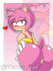 amy_rose anus ass cleft_of_venus completely_nude_female furry furry_female green_eyes heart klaussaurio looking_back nude_female pink_fur seductive sega sonic_(series) sonic_team sonic_the_hedgehog_(series) tail