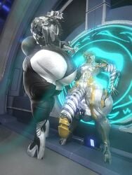 big_ass big_breasts breasts bubble_butt chubby digital_extremes female huge_ass huge_breasts hyper hyper_balls hyper_butt hyper_penis mag_(warframe) penis qzk_forte size_difference thick_thighs warframe wide_hips