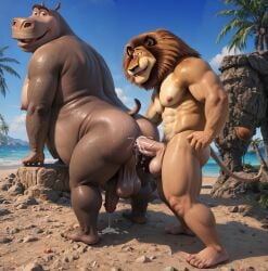 2boys ai_generated alakay_alex anal anal_sex anthro balls bara big_balls big_muscles big_nipples big_pecs big_penis booster_rex cumming cumming_together daddy dreamworks erect_nipples erect_penis erection fat fat_belly fat_man feline gay grey_body hairy hairy_male hippo hippopotamus huge_balls huge_cock huge_muscles huge_nipples huge_pecs huge_penis lion madagascar_(series) madagascar_escape_2_africa male male/male male_only moto_moto multiple_boys muscular muscular_anthro muscular_male nude obese obese_anthro obese_male overweight overweight_anthro overweight_male paramount_pictures pecs penis water yellow_fur yiff