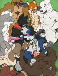 abs anal anal_sex animal_genitalia balls canine canine_penis erection fellatio fox fur furry furry_only gay group group_sex knot male mammal nevir_(character) oral orgy penetration penis ryoken sex wolf