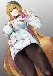 1girls after_fellatio after_sex azur_lane black_pantyhose blonde_hair cheating_(relationship) cheating_wife clothed clothing condom cuckolding cum cum_in_condom cum_on_face eagle_union_(azur_lane) empty_eyes endou_(zettai_bluenoid) eyebrows_visible_through_hair female female_only femdom filled_condom fully_clothed glare holding_condom light-skinned_female light_skin looking_at_cuckold looking_at_viewer looking_down netorare north_carolina_(azur_lane) pantyhose pink_condom pubic_hair pubic_hair_on_face ring ring_in_condom solo used_condom wedding_ring