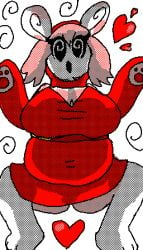 exposed_shoulders flipnote_studio heart hood pawpads paws pokemon pokemon_(species) red_dress red_hair red_robe shy_gal shy_gal_red shy_guy spinda spiral