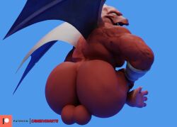 3d ass balls big_butt blender_(artwork) bracelet camseven capcom demon demon's_crest digital_media_(artwork) empty_eyes firebrand gargoyle gargoyle's_quest genitals ghosts_'n_goblins hi_res huge_butt jewelry male male_only marvel_vs._capcom_infinite membrane_(anatomy) membranous_wings muscular nude patreon presenting presenting_hindquarters rear_view red_arremer red_body simple_background sitting solo wings