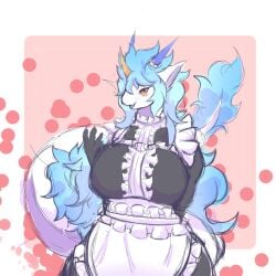 clothing dragon female hairy jianyi maid_uniform mythological_creature mythological_scalie mythology scalie uniform