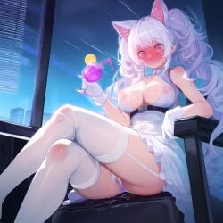 1girls ai_generated animal_ears ass background bangs bare_shoulders below_view big_breasts big_hair blush blushing_profusely body_blush breasts cat_ears catgirl center_opening chair choker city classy cleavage cleavage_cutout closed_mouth clothed clothed_female cocktail_glass collar crossed_legs day dress dripping dripping_pussy embarrassed embarrassed_female evening_dress eyebrows_visible_through_hair female female_focus female_only frilled_dress frills from_below front_view full-face_blush glass glass_cup gloves hair_over_breasts hair_over_shoulder hands-free hi_res highres holding holding_glass holding_object horny horny_female indoors inner_sideboob izacru0 knees large_breasts legs legs_crossed legs_together light-skinned_female light_skin long_hair looking_down low-angle_view messy messy_hair navel navel_visible_through_clothes night night_sky nipple_bulge nipples nipples_visible_through_clothing open_clothes open_clothing open_eyes original original_character outdoors panties pantyshot pantyshot_(sitting) pink_eyes pleasured pointy_ears puddle pussy_juice pussy_juice_drip pussy_juice_puddle pussy_juice_stain pussy_juice_through_clothing pussy_juice_trail raised_eyebrows revealing_clothes see-through see-through_clothing sideboob sitting sitting_on_chair solo solo_female solo_focus stain stained_clothes stained_panties star straw sweat sweatdrop thighs twintails two_side_up underwear updress upskirt very_high_resolution very_long_hair wavy_mouth wet wet_clothes white_choker white_clothing white_collar white_dress white_gloves white_hair white_legwear white_panties white_thighhighs wide_eyed window