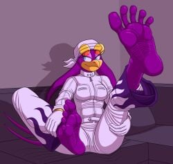 5_toes absurd_res anthro avian barefoot beak bird blue_eyes clothed clothing eyewear eyewear_on_head feet female hi_res hirundinid humanoid_feet misstrashcat oscine passerine plantigrade purple_body sega soles solo sonic_(series) sonic_riders sonic_the_hedgehog_(series) sunglasses sunglasses_on_head swallow_(bird) toes wave_the_swallow wrinkled_feet wrinkles