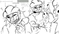 2boys aethos big_penis confusion face_closeup gay male male_only monster_boy oral self_upload sketch sml toony virginity_loss