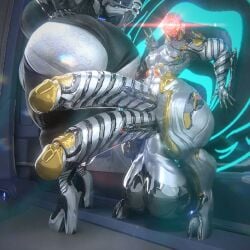 big_ass big_breasts breasts bubble_butt chubby digital_extremes diphallia diphallism female huge_ass huge_breasts hyper hyper_ass hyper_penis mag_(warframe) multi_genitalia multi_penis penis qzk_forte thick_thighs vertical_diphallism warframe wide_hips