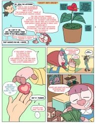 1boy 1girls asskoh brown_hair comic comic_page dialogue english_text female flower flower_shop flowers glasses male money pig pink_hair plant plant_pot pot potion potted_plant shop shopkeeper short_hair sus_(pig) text