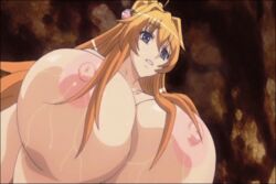 1girls animated anrietta_(buta_no_gotoki) areolae blonde_hair blue_eyes bounce bouncing_breasts breasts buta_no_gotoki_sanzoku_ni_torawarete_shojo_o_ubawareru_kyonyuu_himekishi_&_onna_senshi:_zettai_chinpo_nanka_ni_maketari_shinai!!_the_animation curvy erect_nipples female female_focus female_only gigantic_breasts henrietta_(buta_no_gotoki) human lactation long_hair milk muscle nipples nude open_mouth pink_pineapple princess rape screencap seven_(animation_studio) solo solo_female