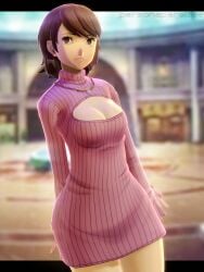 big_ass big_breasts brown_hair hourglass_figure long_sleeves looking_away necklace persona persona_3 personaparadise short_hair skirt slim_waist teenager thick_thighs tight_fit tight_skirt wide_hips yukari_takeba