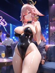 ai_generated bunny_ears bunny_girl bunnysuit fuwako genshin_impact large_breasts yae_miko