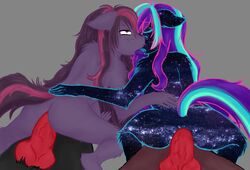 anal andromeda anthro blue_hair canine equine female foursome fuzzy green_hair group group_sex hair horse kissing knot long_hair male mammal multicolored_hair patchouli_kush pink_hair pony purple_body purple_hair red_eyes sex sleepymomo star