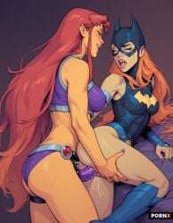 ai_generated batgirl starfire strap-on teen_titans yuri