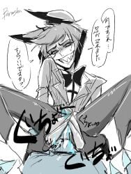 2024 alastor_(hazbin_hotel) antlers artist_request deer deer_humanoid demon demon_boy footjob gay hazbin_hotel hooves humanoid male penis vox_(hazbin_hotel)