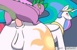 2015 age_difference alicorn anal anal_sex animated anus ass blinking blush caluriri closed_eyes cutie_mark dragon duo equine female feral friendship_is_magic hair horn long_hair male mammal multicolored_hair my_little_pony open_mouth penetration penis princess_celestia_(mlp) pussy semi_incest sex size_difference small_dom_big_sub smaller_male spike_(mlp) straight wings