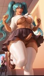 1futa 1futanari 2020s 2024 absurd_res absurdres athletic athletic_female athletic_futanari balls bangs big_breasts big_penis big_thighs black_pantyhose black_skirt black_vest blue_eyes blue_hair blush blush blushed bottomless bottomless_futanari bracelet bracelets brazilian brazilian_futa brazilian_miku breasts brown_shoes busty clothed clothed_female clothing cute cute_face dark-skinned_futanari dark_skin dickgirl erect_penis erection female fingernails fit fit_female fit_futanari footwear fully_clothed fully_clothed_female futanari glans green_nail_polish green_nails hallway hatsune_miku high_resolution highres hips huge_breasts large_breasts large_filesize latin_american_hatsune_miku_(meme) long_hair long_twintails luminyu megurine_luka multicolored_nail_polish multicolored_nails nail_polish navel no_panties no_underwear open_mouth_smile open_smile open_vest pantyhose patreon_username penis penis_out perky_breasts pink_hair pinup red_lips red_lipstick school shirt shoes skirt slim_girl slim_waist smile smiling socks stockings stomach tanline tanlines testicles thick_penis thick_thighs thighhigh_socks thighs thunder_thighs thunderthighs toned toned_body toned_female toned_stomach twintails vein veins veiny_penis very_high_resolution vest vocaloid voluptuous voluptuous_female white_shirt white_socks white_stockings wide_hips yellow_nail_polish yellow_nails