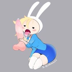 1boy 1girls adventure_time blowjob cartoon_network ch0cholech3 disembodied_penis drooling_on_penis fionna_and_cake fionna_campbell fionna_the_human_girl fully_clothed_female hbo_max sloppy_blowjob