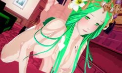 1boy1girl breasts desk doggy_style fire_emblem fire_emblem:_three_houses green_eyes green_hair nude nude_female penis rhea_(fire_emblem) river_rock sex standing_doggy_style straight vaginal_penetration