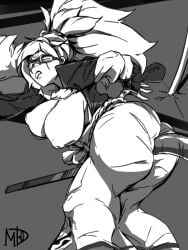 anal_through_clothes baiken floating_penis guilty_gear madd_horner penetration_through_clothes through_clothes