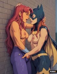 ai_generated barbara_gordon batgirl fingering raining starfire yuri