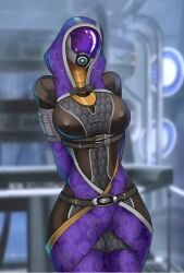 alien alien_girl bodysuit eyes_visible_through_mask mask masked masked_female mass_effect nipples_visible_through_clothing quarian spacemaxmarine tali'zorah_nar_rayya