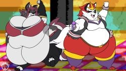 bbw big_breasts breasts cinderace cleavage female furry hellhound huge_ass huge_breasts mad_n_evil overweight pokemon pokemon_(species) stretched_belt tagme thick_thighs weight_gain wide_hips