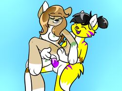 anthro breasts canine chibi cute duo female fennec fox fur furry kay male mammal penis plain_background pussy sex shempu straight