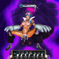 arcade_series blue_eyes blue_hair breasts cum cum_in_pussy ejaculation league_of_legends malphite neon_strike_vi pussy sex uncensored vaginal_penetration vi