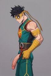 1boy 25kkai ai_generated flaccid iron_fist iron_fist_(marvel_rivals) lin_lie male male_focus male_only marvel marvel_rivals penis penis_out veiny_penis yaoi