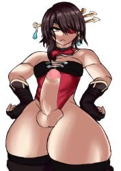 balls beidou_(genshin_impact) big_penis big_thighs fat_cock futanari genshin_impact giant_thighs gigantic_thighs huge_cock huge_thighs large_penis large_thighs massive_thighs penis short_hair solo_futa thick_penis thick_thighs thighs wide_thighs yamikuror