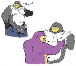 2014 6pklion albatross anthro avian balls bird chubby clothed clothes cum duo english_text erection facial_hair fur gay hair half-dressed jeans male male_only multiple_males muscles necklace nipples nude penis plain_background rotor_the_walrus seabird sega sonic_(series) sonic_riders storm storm_the_albatross text topless white_background yaoi