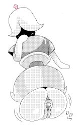 animate_inanimate bell big_pussy blush deltarune deltarune_chapter_4 female hand_over_mouth living_object pussy slem solo text undertale_(series) wicabel_(deltarune)