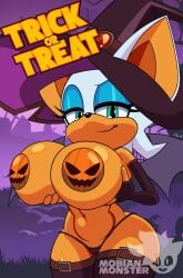 2d_(artwork) anthro bedroom_eyes big_breasts breasts female halloween hat holding_breast holidays huge_breasts looking_at_viewer mobian_monster navel nipple_tape panties pumpkin pumpkin_head rouge_the_bat seductive sega shortstack sonic_(series) sonic_the_hedgehog_(series) thick_thighs trick_or_treat wide_hips wings witch witch_hat