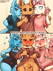 3boys absolute_territory absurd_res animal_genitalia anthro balls before_and_after blue_body blue_eyes blue_fur brown_body brown_fur bulge cellphone clothed clothing crossdressing dress eevee eeveelution electronics facial_piercing femboy fully_sheathed fur generation_1_pokemon generation_4_pokemon generation_6_pokemon genitals glaceon group hi_res holding_cellphone holding_object holding_phone holding_smartphone leotard male male/male male_only nepentz nintendo nose_piercing nose_ring phone piercing pink_body pink_fur pokemon pokemon_(species) pouting ring_piercing school_uniform sheath shirt smartphone sylveon t-shirt topwear trio uniform white_body white_fur wide_hips