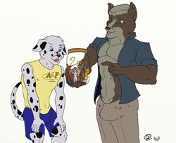 anthro beachfox bulge canine canine dalmatian duo imminent_vore macro male mammal micro penis size_difference sydneysnake vore wolf