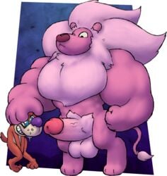 balls canine cartoon_network dingo duo feline furry furry_only gay lion lion_(steven_universe) male mammal muscles penis rubberskunktoo size_difference steven_universe yaoi