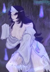 asian_female female_focus female_only ghost ghost_girl grey_body japanese_clothes japanese_female phantom potatostuff slim_female small_breasts