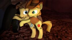 2014 anal anal_sex animal_genitalia balls blonde_hair blue_eyes braeburn_(mlp) brown_hair caramel_(mlp) clothing cowboy_hat cutie_mark duo earth_pony equine farran_height_(artist) feral friendship_is_magic fur gay green_eyes hair hat hooves horse horsecock male mammal my_little_pony penetration penis pony sex tongue vest yellow_fur