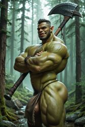ai_generated almost_naked almost_nude ass axe bara bara_tits barely_clothed barely_covered big_ass big_butt big_muscles big_pecs bubble_butt enormous_ass enormous_butt fat_ass fat_butt forest gay gigantic_ass gigantic_butt glistening glistening_body glistening_skin green_body green_skin huge_ass huge_butt huge_muscles large_ass large_butt large_muscles large_pecs male male_only massive_ass massive_butt mostly_nude mostly_nude_male muscles muscular muscular_anthro muscular_arms muscular_ass muscular_back muscular_legs muscular_male muscular_thighs nature nature_background orc orc_male outdoors partially_clothed shiny_ass shiny_body shiny_skin solo_male thick_ass thick_butt thick_thighs tusks veiny_muscles warrior warrior_skirt zodoai