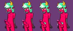 arcnod balls cum demon elbow_gloves erection gloves green_hair hair horn humanoid incubus male male_only navel nipples penis pubes red_skin solo