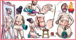 1girls ball_gag bondage buttplug clitoris clothed clothed_female demon_daddys_drawings female_masturbation gag gagged gagged_female humpinh masturbation mirror mirror_reflection nipples_visible_through_clothing one_girl original_character pain queenie_(demon_daddys_drawings) self_bondage self_torture self_upload tagme thong tit_torture torture yoga yoga_pants