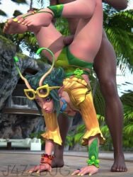 1boy 1girls 3d alien alien_girl animated antenna antennae_(anatomy) barefoot beach blender bracelet clothed clothed_sex clothing dark-skinned_male feet feet_up green_hair handstand j4zzbug_sfm mantis_(marvel) mantis_(marvel_rivals) mantis_(oceanic_harmony) marvel marvel_rivals necklace outdoors swimsuit tagme thick_thighs thigh_sex thighs vertical_video video watch yellow_nails