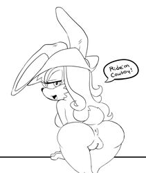 anthro anus ass breasts bunnie_rabbot english_text female lagomorph mammal nude pussy rabbit ravnic sega solo sonic_(series) text