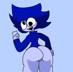 ass ass_cheeks black_eyes blue_hair booty booty_cheeks butt butt_cheeks buttocks cheeks female female_focus female_only funny funny_face hands legs mostly_clothed mostly_naked mostly_nude naked nude pussy randomguyi shirt silly silly_face sketch vagina