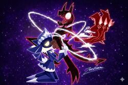 deepthroat demon echo_nullscapes_(oc) extreme_demon first_porn_of_characters geometry_dash on_knees startled tunnel_of_despair_(oc)