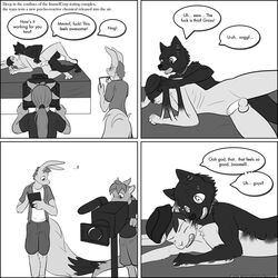 anal anthro camera campy_(furthia_high) canine comic furry gay immelmann immelmann_(character) joel_calley lagomorph male mammal merging penis quetzadrake_(character) rabbit text wolf