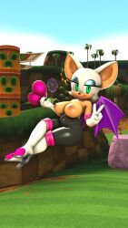 3d 3d_(artwork) 3d_model anthro big_breasts breasts female flashing green_eyes looking_at_viewer mobian mobian_(species) mobian_bat navel nipples nottanj peace_sign rouge_the_bat rouge_the_bat_(nottanj) seductive sega shortstack sonic_(series) sonic_adventure_2 sonic_the_hedgehog_(series) thick_thighs tight_clothing topless v_sign wide_hips wings